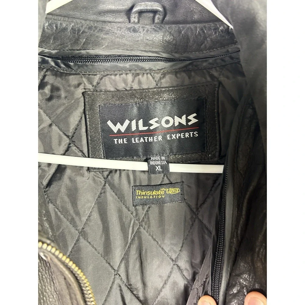 Wilsons Leather Jacket Men's XL Black Bomber Thinsulate Lined ‎ Classic 80s